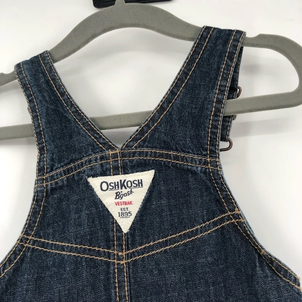 OSHKOSH B'GOSH Overall Dress Skirtall Jumper 24M Ruffle Tiered Eyelet Cotton